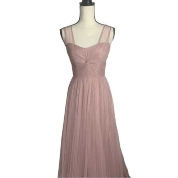 Reverly Blush Tulle Illusion Neckline Evening Gown - Picture 6 of 13